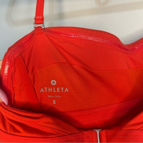 Athleta Vibrant Red Bandeau Tankini Swimwear Top Removable Straps Size Small - Picture 5 of 6